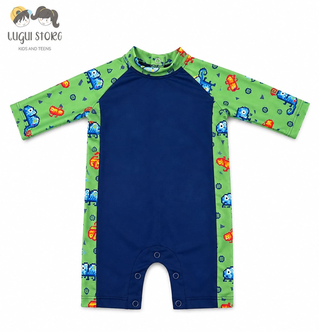 Macacão baby praia Marujos & Sereias dinossauros