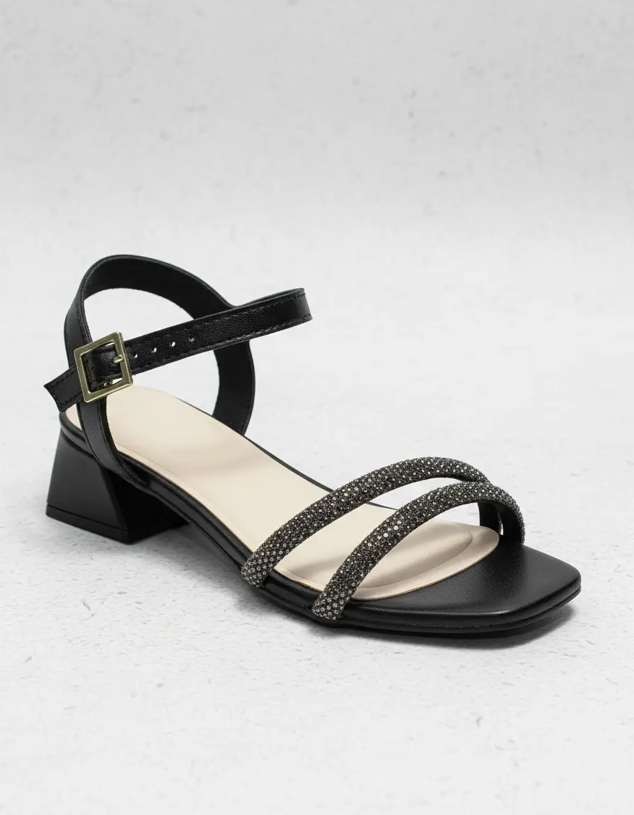 Sandália Elegante Infantil Menina Strass Salto Baixo