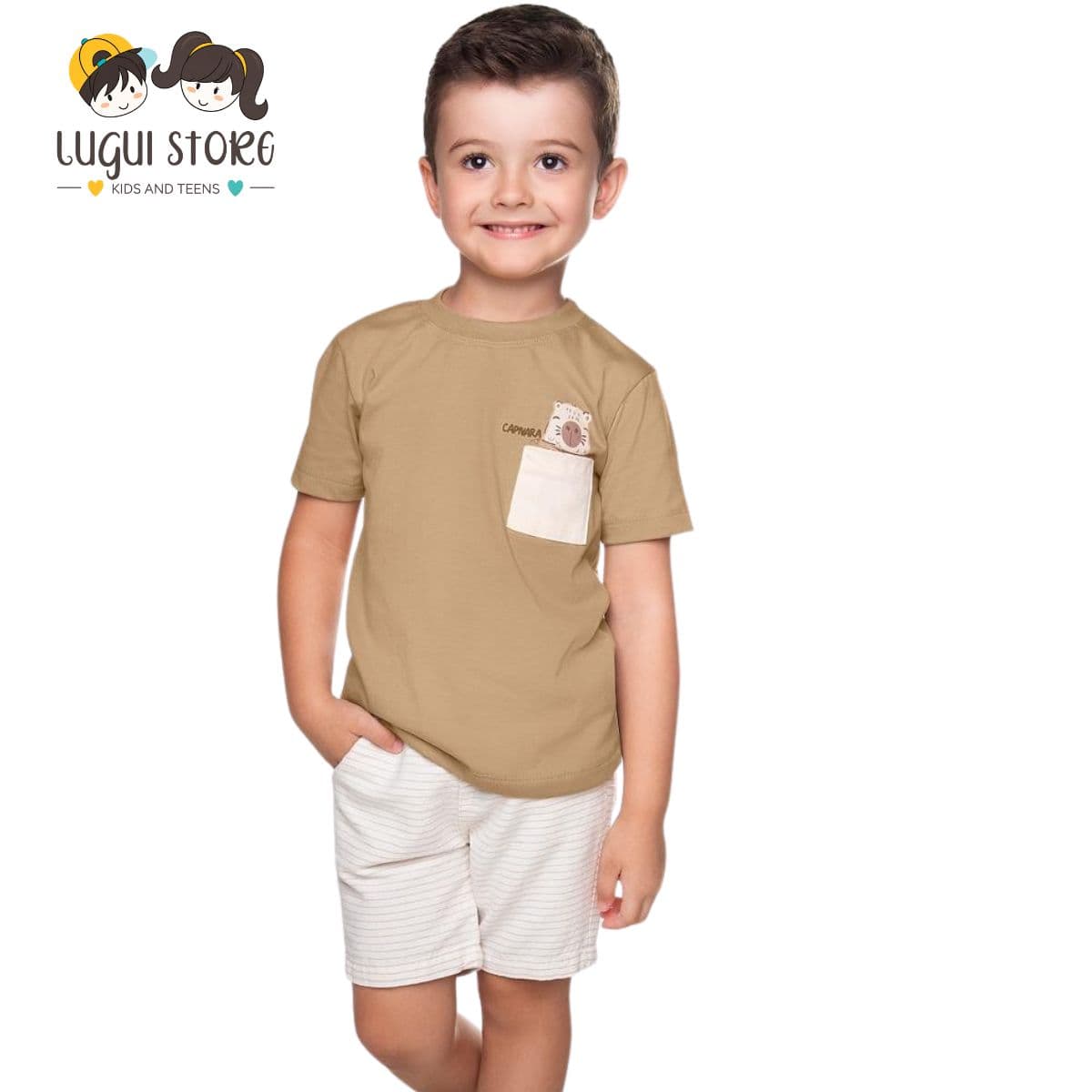 Conjunto Infantil Masculino Have Fun Capivara Camiseta e Bermuda Eco